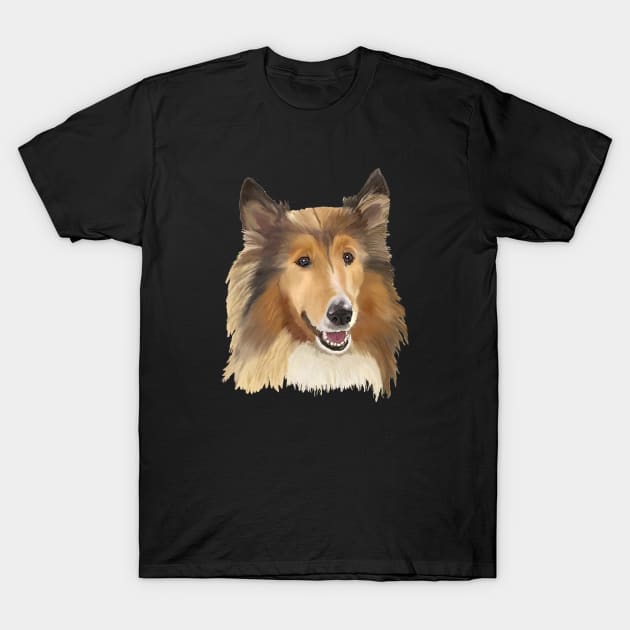 Collie on Black Background T-Shirt by ArtistsQuest